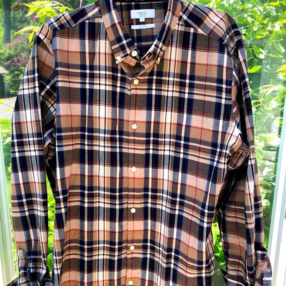Slim Fit XL Check (plaid) shirt. Tan.